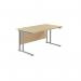 Jemini Rectangular Cantilever Desk 1400x800x730mm Maple/Silver KF806967 KF806967