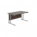 Jemini Rectangular Cantilever Desk 1400x800 Dark Walnut/Silver KF806974 KF806974