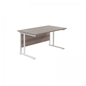 VOW Jemini Rectangular Cantilever Desk 1400x800x730mm Grey OakWhite