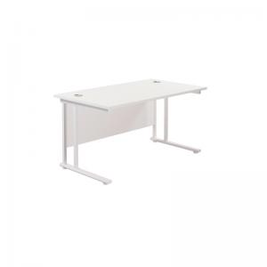 VOW Jemini Rectangular Cantilever Desk 1400x800x730mm WhiteWhite