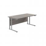 Jemini Rectangular Cantilever Desk 1600x800x730mm Grey Oak/Silver KF807056 KF807056