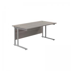 VOW Jemini Rectangular Cantilever Desk 1600x800x730mm Grey OakSilver