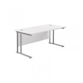 VOW Jemini Rectangular Cantilever Desk 1600x800x730mm WhiteSilver KF807070 KF807070