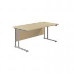 Jemini Rectangular Cantilever Desk 1600x800x730mm Maple/Silver KF807087 KF807087