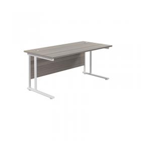 Jemini Rectangular Cantilever Desk 1600x800x730mm Grey Oak/White KF807117 KF807117