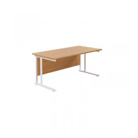 VOW Jemini Rectangular Cantilever Desk 1600x800x730mm Nova OakWhite KF807124 KF807124