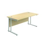 Jemini Rectangular Cantilever Desk 1600x800x730mm Maple/White KF807148 KF807148