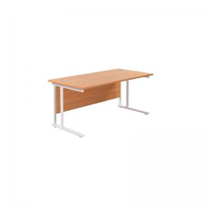 VOW Jemini Rectangular Cantilever Desk 1800x800x730mm BeechWhite