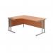 Jemini Radial Left Hand Cantilever Desk 1600x1200x730mm Beech/Silver KF807520 KF807520