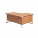 Jemini Radial Left Hand Cantilever Desk 1600x1200x730mm Beech/Silver KF807520 KF807520