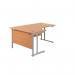 Jemini Radial Left Hand Cantilever Desk 1600x1200x730mm Beech/Silver KF807520 KF807520