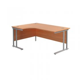 Jemini Radial Left Hand Cantilever Desk 1600x1200x730mm BeechSilver KF807520 KF807520