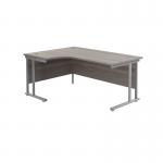 Jemini Radial Left Hand Cantilever Desk 1600x1200x730mm Grey Oak/Silver KF807537 KF807537