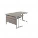 Jemini Radial Left Hand Cantilever Desk 1600x1200x730mm Grey Oak/Silver KF807537 KF807537