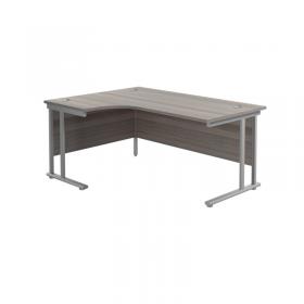 Jemini Radial Left Hand Cantilever Desk 1600x1200x730mm Grey OakSilver KF807537 KF807537