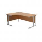 Jemini Radial Left Hand Cantilever Desk 1600x1200x730mm Nova Oak/Silver KF807544 KF807544