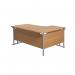 Jemini Radial Left Hand Cantilever Desk 1600x1200x730mm Nova Oak/Silver KF807544 KF807544