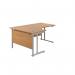 Jemini Radial Left Hand Cantilever Desk 1600x1200x730mm Nova Oak/Silver KF807544 KF807544