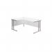 Jemini Radial Left Hand Cantilever Desk 1600x1200x730mm Nova Oak/Silver KF807544 KF807551