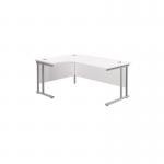 Jemini Radial Left Hand Cantilever Desk 1600x1200x730mm WhiteSilver KF807551 KF807551