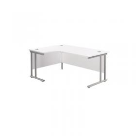 VOW Jemini Radial Left Hand Cantilever Desk 1600x1200x730mm WhiteSilver KF807551 KF807551