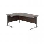 Jemini Radial Left Hand Cantilever Desk 1600x1200x730mm Dark Walnut/Silver KF807575 KF807575