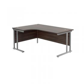 Jemini Radial Left Hand Cantilever Desk 1600x1200x730mm Dark Walnut/Silver KF807575 KF807575