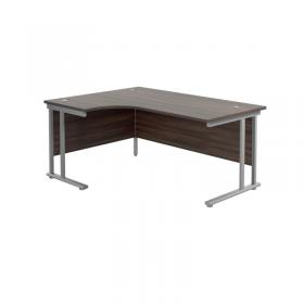VOW Jemini Radial Left Hand Cantilever Desk 1600x1200x730mm Dark WalnutSilver KF807575 KF807575