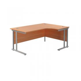 Jemini Radial Right Hand Cantilever Desk 1600x1200x730mm Beech/Silver KF807582 KF807582