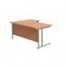 Jemini Radial Right Hand Cantilever Desk 1600x1200x730mm Beech/Silver KF807582 KF807582