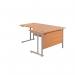 Jemini Radial Right Hand Cantilever Desk 1600x1200x730mm Beech/Silver KF807582 KF807582