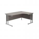 Jemini Radial Right Hand Cantilever Desk 1600x1200x730mm Grey Oak/Silver KF807599 KF807599