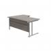 Jemini Radial Right Hand Cantilever Desk 1600x1200x730mm Grey Oak/Silver KF807599 KF807599