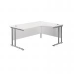 Jemini Radial Right Hand Cantilever Desk 1600x1200x730mm White/Silver KF807612 KF807612