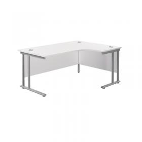 Jemini Radial Right Hand Cantilever Desk 1600x1200x730mm White/Silver KF807612 KF807612