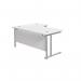 Jemini Radial Right Hand Cantilever Desk 1600x1200x730mm White/Silver KF807612 KF807612