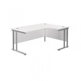 Jemini Radial Right Hand Cantilever Desk 1600x1200x730mm WhiteSilver KF807612 KF807612