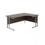 Jemini Radial Right Hand Cantilever Desk 1600x1200x730mm Dark Walnut/Silver KF807636 KF807636