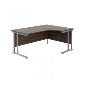 Jemini Radial Right Hand Cantilever Desk 1600x1200x730mm Dark Walnut/Silver KF807636 KF807636