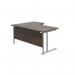 Jemini Radial Right Hand Cantilever Desk 1600x1200x730mm Dark Walnut/Silver KF807636 KF807636