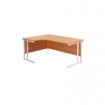 Jemini Radial Left Hand Cantilever Desk 1600x1200x730mm Beech/White KF807643 KF807643