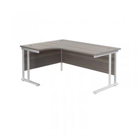 VOW Jemini Radial Left Hand Cantilever Desk 1600x1200x730mm Grey OakWhite KF807650 KF807650