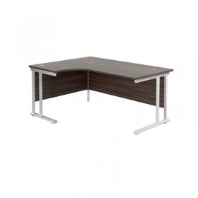 Jemini Radial Left Hand Cantilever Desk 1600x1200x730mm Dark Walnut/White KF807698 KF807698