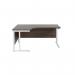 Jemini Radial Left Hand Cantilever Desk 1600x1200x730mm Dark Walnut/White KF807698 KF807698