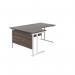 Jemini Radial Left Hand Cantilever Desk 1600x1200x730mm Dark Walnut/White KF807698 KF807698