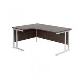 VOW Jemini Radial Left Hand Cantilever Desk 1600x1200x730mm Dark WalnutWhite KF807698 KF807698