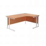 Jemini Radial Right Hand Cantilever Desk 1600x1200x730mm Beech/White KF807704 KF807704