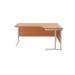 Jemini Radial Right Hand Cantilever Desk 1600x1200x730mm Beech/White KF807704 KF807704