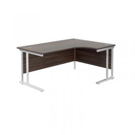 Jemini Radial Right Hand Cantilever Desk 1600x1200x730mm Dark Walnut/White KF807759 KF807759