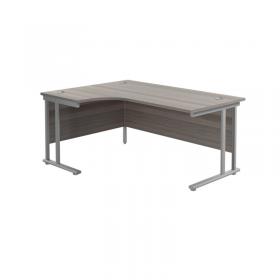 VOW Jemini Radial Left Hand Cantilever Desk 1800x1200x730mm Grey OakSilver KF807773 KF807773
